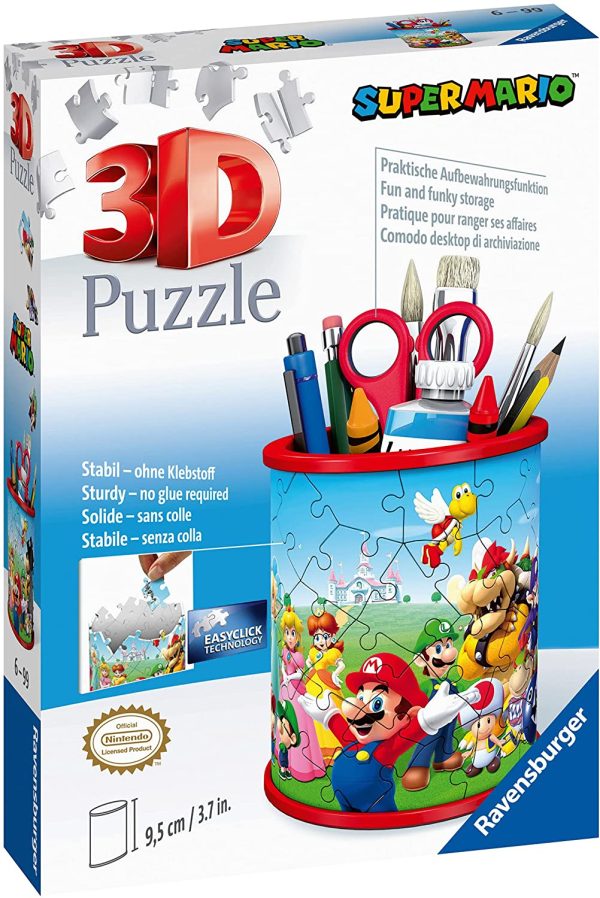 Ravensburger- Puzzle 3D 54 pièces Pot à Crayons-Super Mario Brothers Enfant, 4005556112555