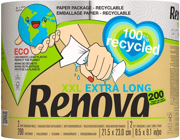 ECO Recyclé Essuie-tout 2 plis, 2 rouleaux XXL = 5 rouleaux standard – Image 2