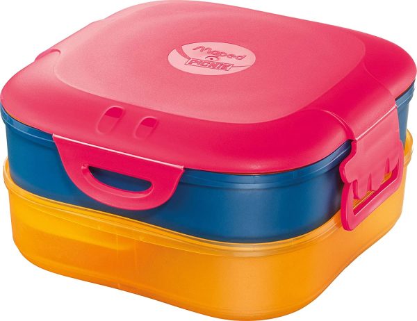 Picnik Concept Kids - Boîte à Déjeuner 3 en 1 - Lunch Box Enfant 3 Compartiments, dont 2 Étanches et Amovibles - Sans BPA - Compatible Lave-Vaisselle et Micro-Ondes - Rose - 1,4L 870701