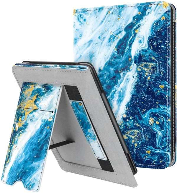 FINTIE Coque pour 6" Kindle Paperwhite (10e Génération, 2018 / Tous Ancienne Génération 2012-2018) - Étui Kick-Stand avec Fente pour Carte et dragonne, Veille/Réveil Automatique, Ocean Blue – Image 3