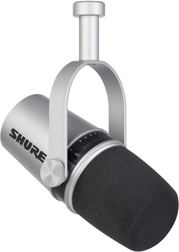 Shure Mv7 Microphone Dynamique Usb/Xlr pour Podcast, Enregistrement, Streaming et Gaming Live, Sortie Casque Intégrée, Entièrement En Métal, Technologie Voice Isolation, Certifié Teamspeak - Argenté – Image 2