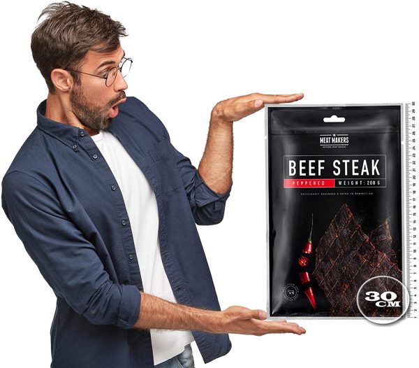 The Meat Makers | BIG PACK Spicy Peppered Dried Beef Jerky Steak (200g) - Viande Séchée de Boeuf – Image 6