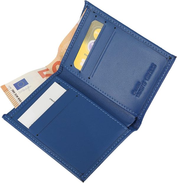 FASHIONGEN - Porte-Cartes en Cuir de Vachette, pour Carte de crédit, fidélité et visites, pour Femme et Homme, Sawsan - Bleu Cyan - Anti RFID – Image 5