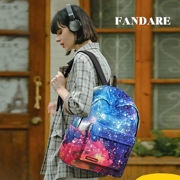 FANDARE Sac À Dos Sacs Galaxy Scolaires Cartables Adolescent Sacs D'école Loisir Garçons Filles Sacs de Voyage Cartables Femmes Multicolore Daypack Enfant Imperméable Polyester Bleu L – Image 6