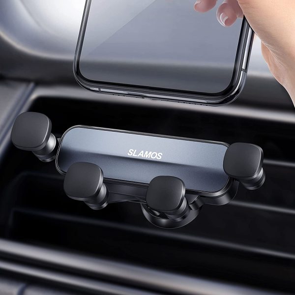 SLAMOS Support Téléphone Voiture, Support à Grille d'aération Gravité Porte Téléphone Voiture Verrouillage Automatique Rotation 360° avec Clip Stable pour Smartphones et GPS 4.7-6.5 Pouces – Image 6