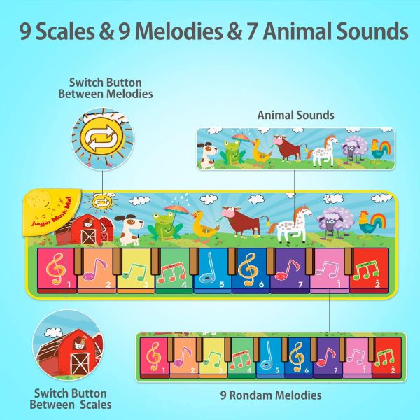 Joyjoz Tapis Musical avec 25 Sons, Tapis de Jeu Piano Enfants, Tapis de Musique avec des Sons d’Animaux, Tapis de Danse pour Bébés, Filles, Garçons de 1 à 5 Ans (100 x 36 cm) – Image 6