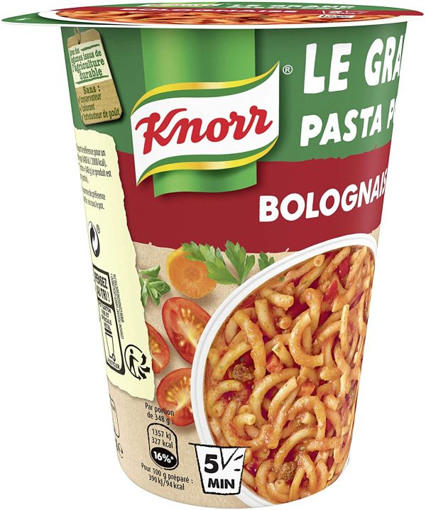 KNORR Pâtes instantanées Le Grand Pot' Express Portion Individuelle Bolognaise, sans Colorant, sans Conservateur ni Exhausteur de Goût, 88g – Image 4