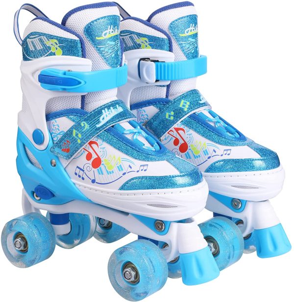 Hikole Patin a Roulette Fille Roller Enfant 4 Roues avec Lumineuses Patins à roulettes Réglables Respirant Protection Complète pour Enfants Débutants – Image 6