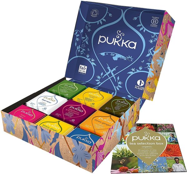 Pukka Coffret Thés Et Infusions Sélection, Idée Cadeau, Sélection De D'Infusions Biologiques Ayurvédiques Issus Du Commerce Equitable, 100% Bio (1 Boite, 45-Sachets)