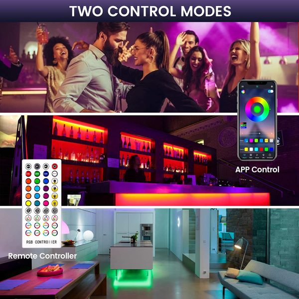 Ruban LED 6M Bande LED RGB Multicolore App Contrôle, Led Ruban avec Télécommande à 40 Touches, Synchroniser avec Rythme de Musique/Fonction de Minuterie, pour Décoration, Mariage, Chambre, Fête