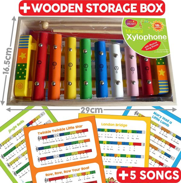 bee SMART ??Xylophone - Instruments de Musique pour bébé - Instrument de Musique Xylophone en Bois pour Les Enfants - Présenté en boîte en Bois. 18 Mois – Image 2