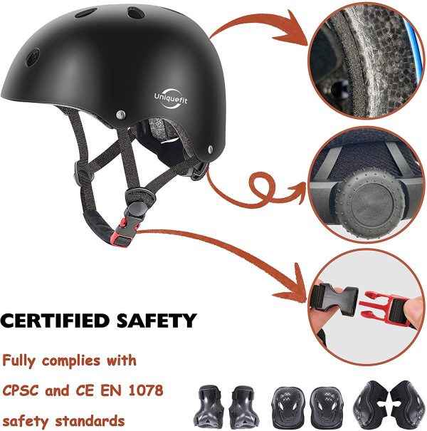 Casque réglable pour Enfants et équipement de Protection Ensemble genouillères coudières protège-Poignets