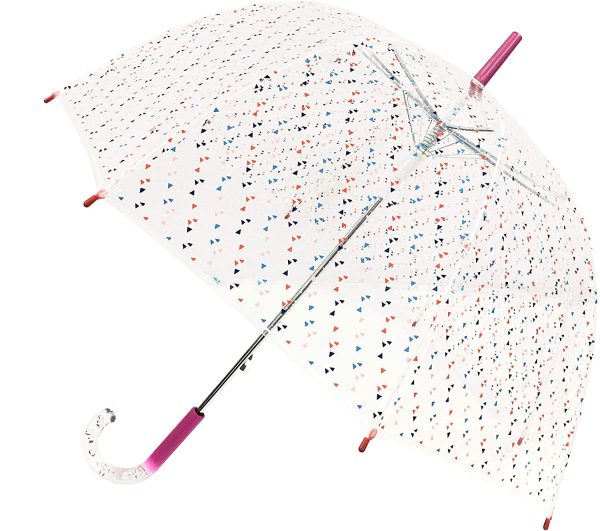 SMARTBULLE Parapluie Long Transparent ??Forme Cloche ; Solide ; Ouverture Automatique ; Diamètre=85cm ; Poignée Transparente ; Parapluie Femme ; Cerfs-Volants Multicolores – Image 2