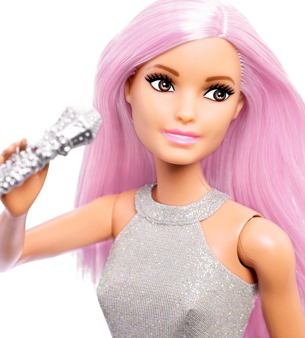 Barbie Métiers poupée Pop Star, chanteuse avec micro et cheveux roses, jouet pour enfant, FXN98 – Image 2