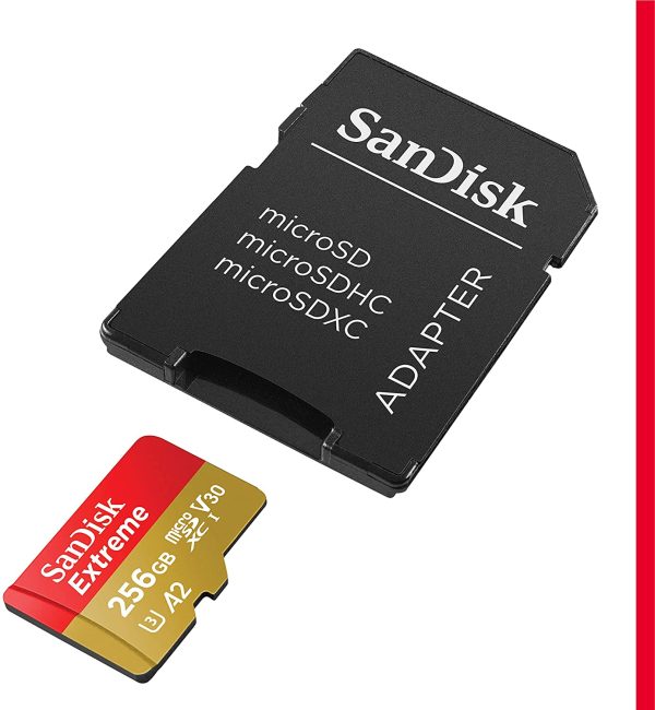 Extreme Carte Mémoire MicroSDXC 256 Go + Adaptateur SD avec Performances Applicatives A2 Jusqu'à 160 Mo/s, Classe 10, U3, V30 – Image 3