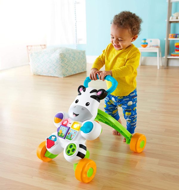 Fisher-Price Mon Trotteur Zèbre Parlant français pour apprendre à bébé à marcher, musique et activités d'éveil, emballage fermé, dès 6 mois, GXC30 – Image 2