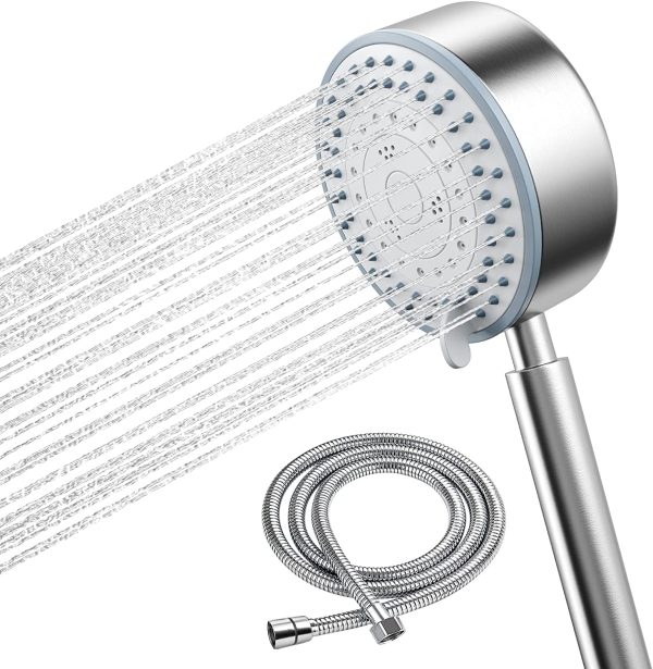 Pommeau de Douche, Pommeau Douche Economiseur D'eau avec Tuyau 2M Douchette Douche Aalle de Bain Economie d'Eau Haute Pression en Acier Inoxydable 304 Installation et Nettoyage Faciles – Image 8