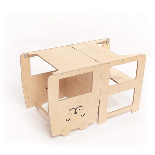 Craffox Tour d'observation pour tout-petit/CHAT naturel/tour de cuisine/tabouret d’apprentissage Montessori/table pour enfant