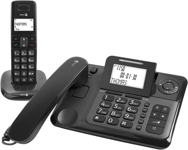 Comfort 4005 Téléphone Filaire + Téléphone DECT Sans Fil pour Seniors avec Répondeur (Noir) [Version Française] – Image 3