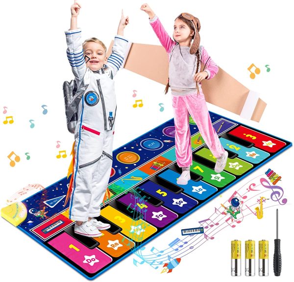 RenFox Tapis Musical, Ciel Étoilé Tapis Clavier Musical,Grand Tapis de Danse avec 10 Touches, 10 Chansons et 8 Instruments pour Garçons Filles, Jouets Éducatifs Cadeaux pour Anniversaires Noël – Image 2