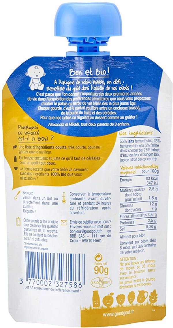 Good Goût - BIO - Brassé Banane Fleur d'Oranger Dessert Lacté dès 6 Mois 90 g - Pack de 10 – Image 4