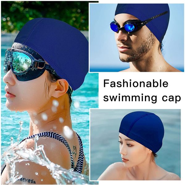 Bonnet de Bain Piscine Natation pour Adulte Bonnet de Bain Tissu PU Souple Bonnet de Natation pour Mixte Adulte Hommes Femmes – Image 6