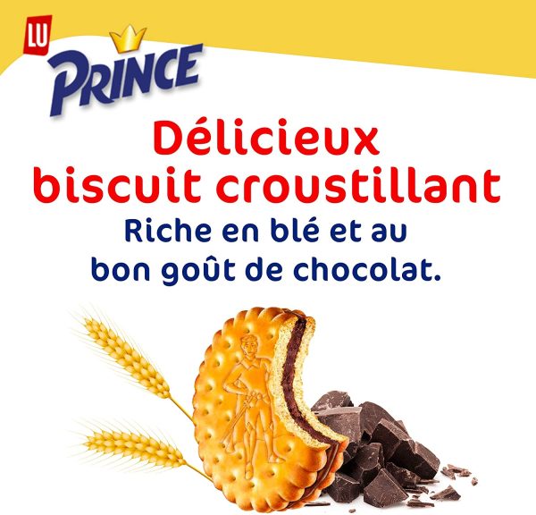 Prince de LU Chocolat - Au Blé Complet - Présentoir de 20 Sachets Maxi Format de 4 Biscuits (80 g) – Image 6