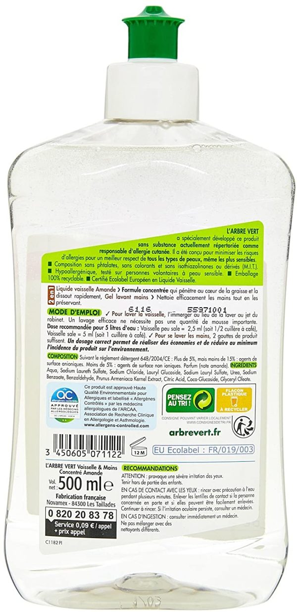 L'Arbre Vert - Liquide Vaisselle - Amande - 500 ml