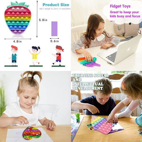 Foykay Fidget Toys, Push Pop Bubble Sensorielle Anti Stress pour Les Enfants/Adultes, Jouet Educatif popit pour soulagement de l'anxiété et Personnes atteintes d'autisme Ensemble Licorne ou Dinosaure – Image 4