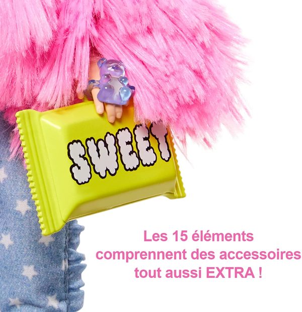 Barbie Extra poupée articulée blonde au look tendance et oversize, avec figurine animale et accessoires, jouet pour enfant, GRN28 – Image 2