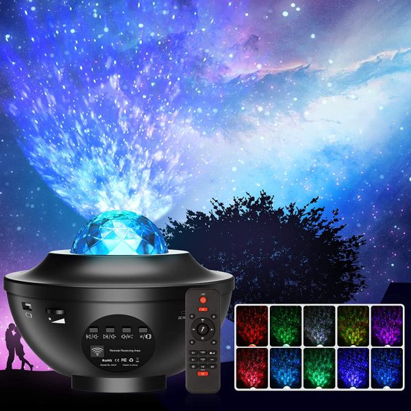 Projecteur Ciel Etoile, Planetarium Projecteur LED Veilleuse Enfant Rotatif 21 Modes, Océan Starry Lampe Projecteur Luminosité Réglable Bluetooth/Télécommande/Timer pour Décoration de Bébé Chambre