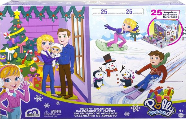 Polly Pocket Calendrier de l’Avent sur le thème de Noël en famille avec 25 surprises, jouet pour enfant dès 4 ans, GYW07 – Image 5