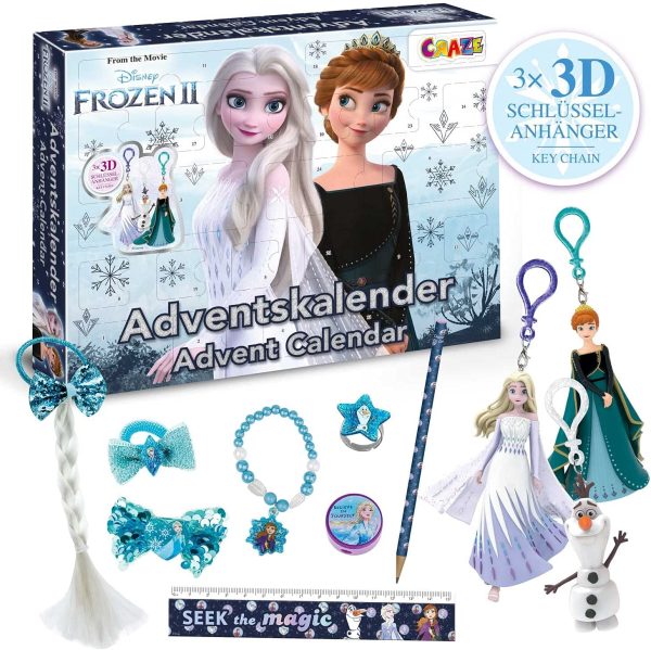 CRAZE Calendrier de l'Avent 2021 Disney La Reine des Neiges 2 Calendrier de Noël Enfant Frozen 2 Jouet Fille & Garçon et Fournitures Scolaires 31247 Multicolour