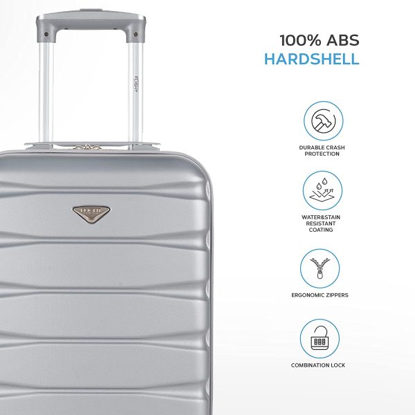 Flight Knight ABS Valise Cabine 55x35x20 cm Compatible avec Air France, Hop! easyJet, RyanAir Et Bien d'autres! Bagage a Main Legere Sac Cabine avec 4 Roues.