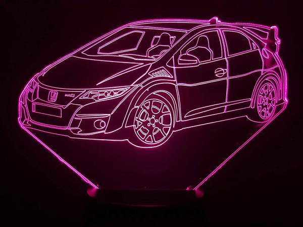 HON CIVIC type R (2), lampe 3D à LED - led illusion 3D - 7 Couleurs – Image 4