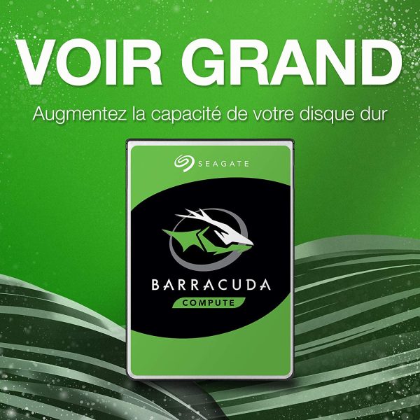 BarraCuda, 2 To, Disque dur interne HDD ??3,5" SATA 6 Gbit/s 7 200 tr/min, 256 Mo de mémoire cache, pour PC de bureau , Ouverture facile (ST2000DMZ08)