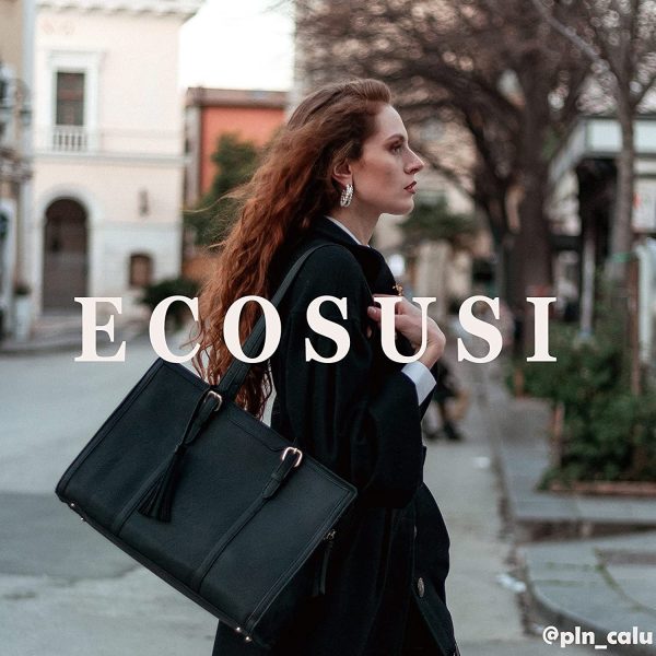 ECOSUSI Sac Porte Document Sac Cabas Femmes Sac à Main en PU Cuir messagers à 3 Compartiments Sac Ordinateur Portable 15.6 Pouces Sac Fourre Tout Femme Sac Cabas pour Le Travail (Noir-1) – Image 7