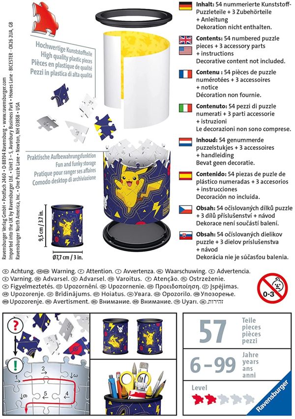 Ravensburger- Puzzle 3D 54 pièces Pot à Crayons-Pokémon Enfant, 4005556112579, Standard – Image 5