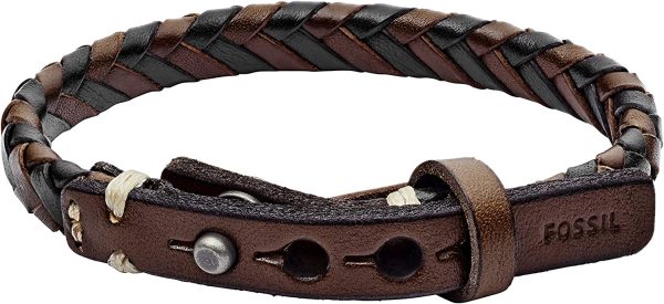 Fossil Homme Bracelet marron en cuir tressé JA5932716 – Image 4