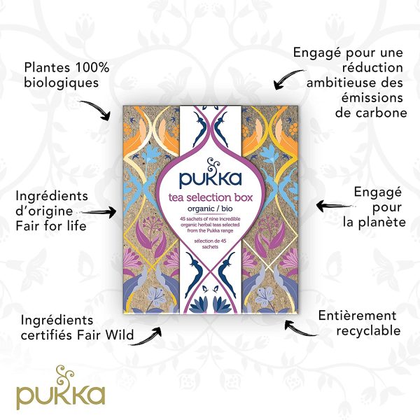 Pukka Coffret Thés Et Infusions Sélection, Idée Cadeau, Sélection De D'Infusions Biologiques Ayurvédiques Issus Du Commerce Equitable, 100% Bio (1 Boite, 45-Sachets) – Image 3