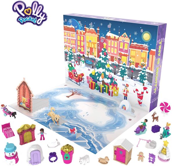 Polly Pocket calendrier de l’avent sur le thème de la magie de Noël avec 25 surprises à découvrir, jouet pour enfant dès 4 ans, GKL46 – Image 2