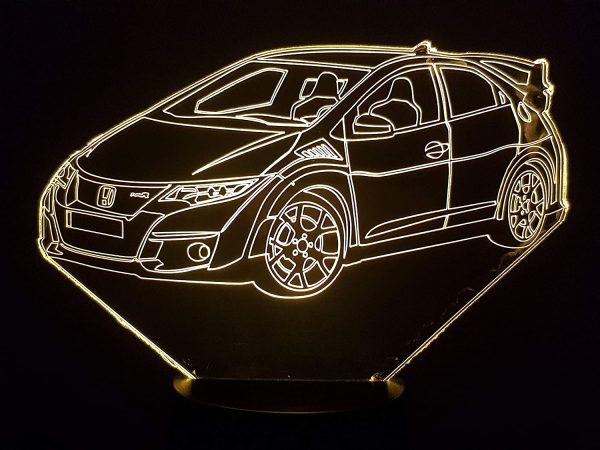 HON CIVIC type R (2), lampe 3D à LED - led illusion 3D - 7 Couleurs – Image 2