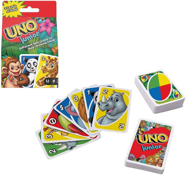 UNO Junior jeu de société et de 56 cartes avec dessins d'animaux, pour enfants dès 3 ans, GKF04 – Image 6