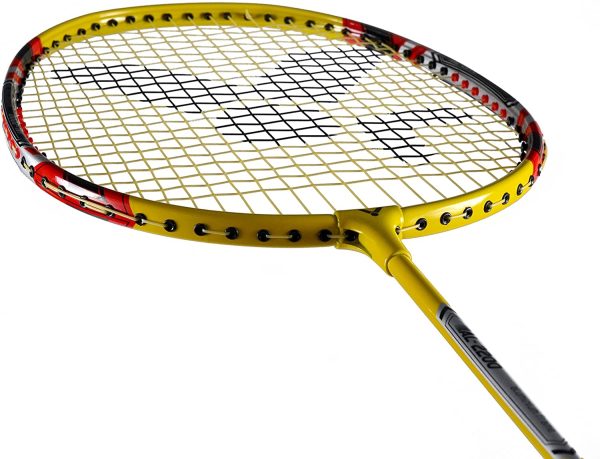 Victor Raquette de badminton et raquette de badminton AL-2200 en jaune, simple ou en set avec raquettes, balles, sac de transport – Image 3