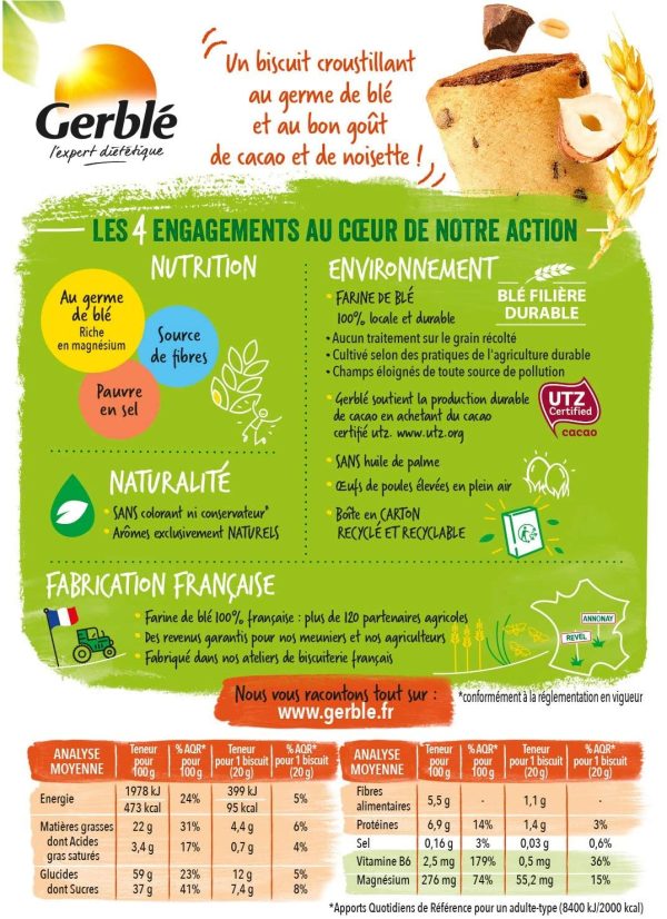 Gerblé Vitalité, Biscuits Fourrés Choco Noisette, Sans huile de palme, 1 boîte de 10 biscuits, 200g – Image 5