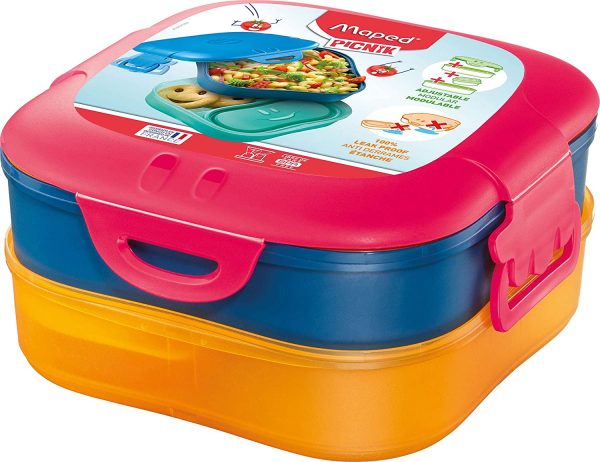 Picnik Concept Kids - Boîte à Déjeuner 3 en 1 - Lunch Box Enfant 3 Compartiments, dont 2 Étanches et Amovibles - Sans BPA - Compatible Lave-Vaisselle et Micro-Ondes - Rose - 1,4L 870701 – Image 5