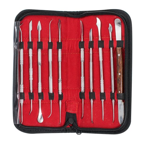 Spatules à Sculpter, Funwill 10pcs Trousse à Outils d'Hygiène Dentaire Dents en Acier Inoxydable pour sculpture, poterie, modelage à la cire à double extrémité – Image 6