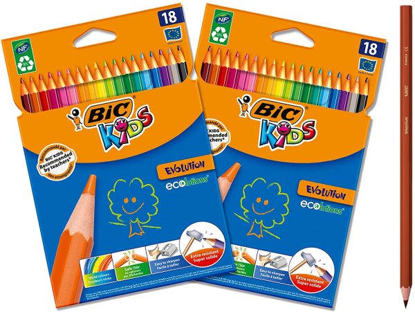 Kids Evolution ECOlutions Crayons de Couleur - Couleurs Assorties, Lot de 2 Etuis Carton de 18 – Image 6