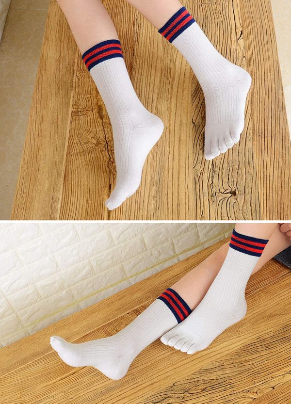 Chaussette à Doigts Femme Chaussettes Orteils Séparés de Sport en Coton, Femme Chaussette Doigt de Pied, doux et respirant, 4/5 paires – Image 3