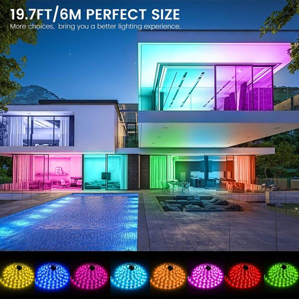 Ruban LED 6M Bande LED RGB Multicolore App Contrôle, Led Ruban avec Télécommande à 40 Touches, Synchroniser avec Rythme de Musique/Fonction de Minuterie, pour Décoration, Mariage, Chambre, Fête – Image 2